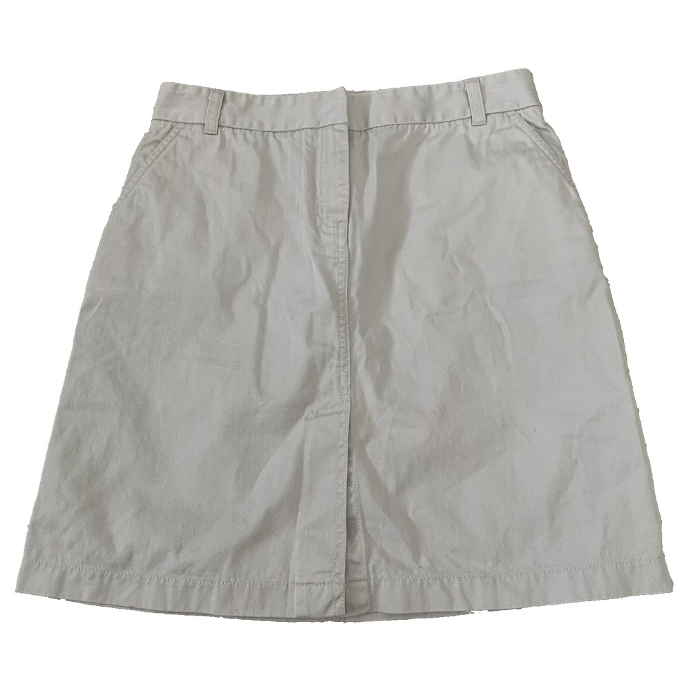 J.CREW Twill Skirt Womens Sz 2 Stone Beige Pencil Cotton Slit Flap Pockets
